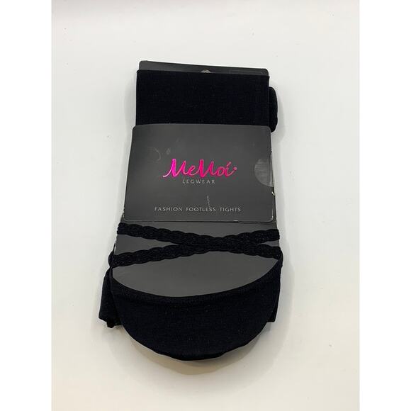 MeMoi Accessories - MEMOI Women's Black Solid Semi Sheer Criss-Class Footless Tights SZ M/L